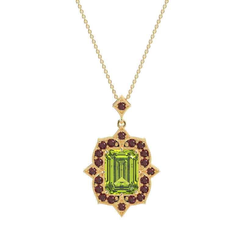 Vintage Halo Emerald Cut Necklace