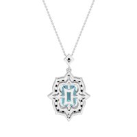 Vintage Halo Emerald Cut Necklace