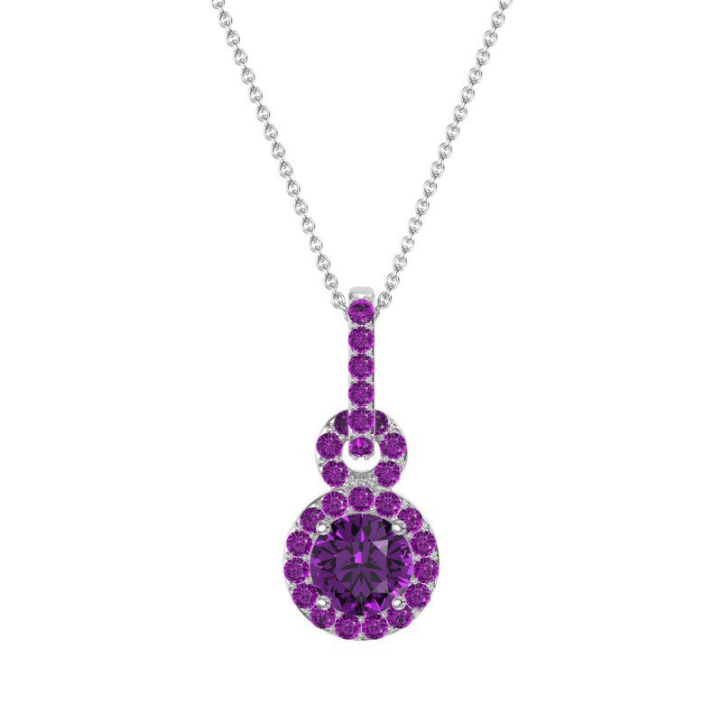 Double Halo Round Classic Necklace