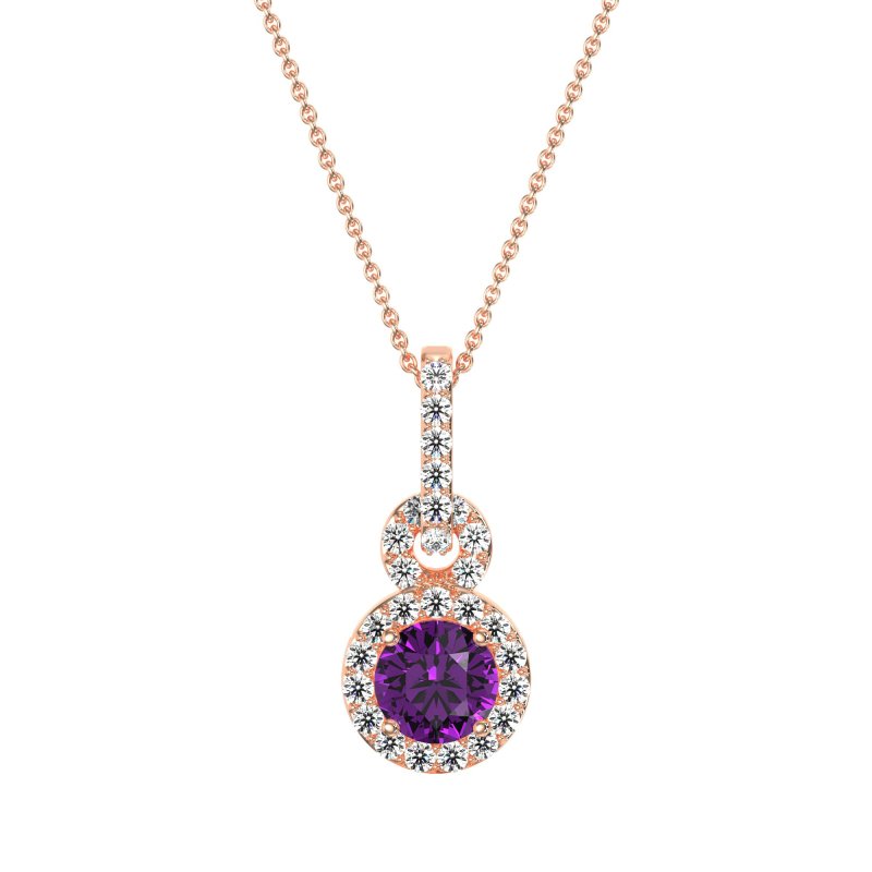 Double Halo Round Classic Necklace