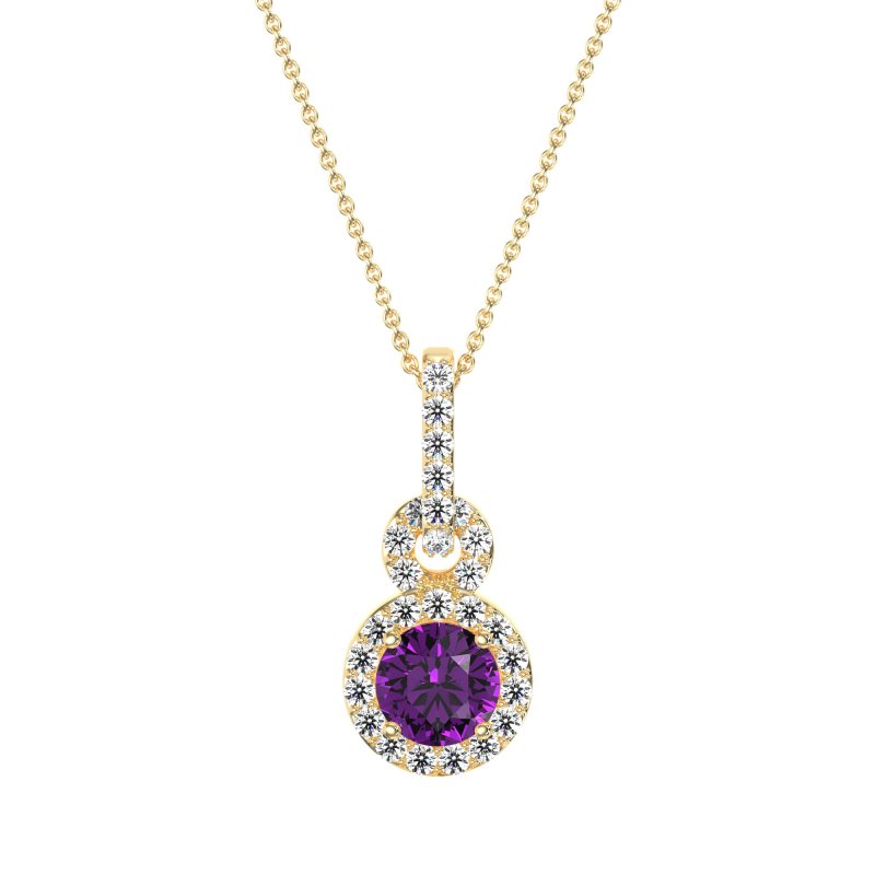 Double Halo Round Classic Necklace