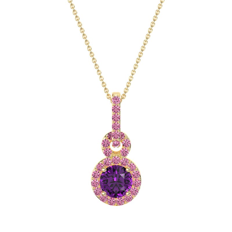 Double Halo Round Classic Necklace
