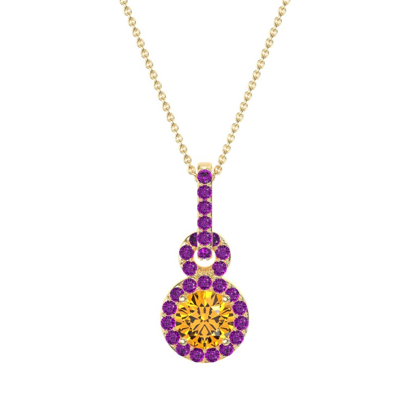 Double Halo Round Classic Necklace