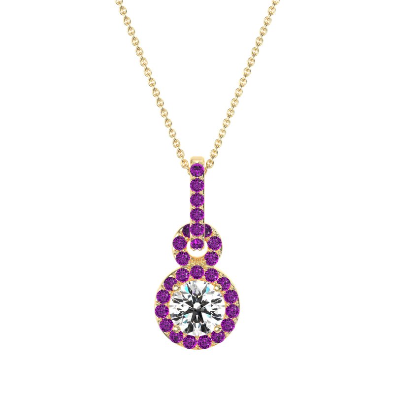 Double Halo Round Classic Necklace