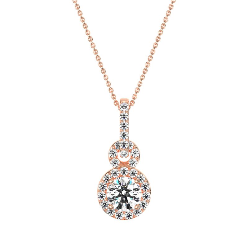 Double Halo Round Classic Necklace