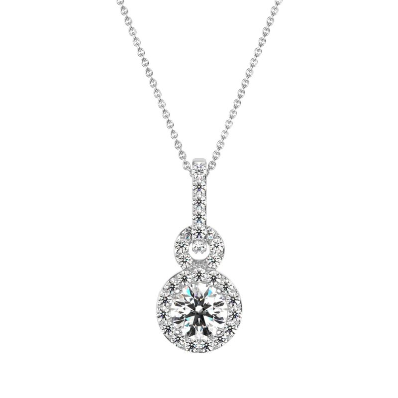 Double Halo Round Classic Necklace