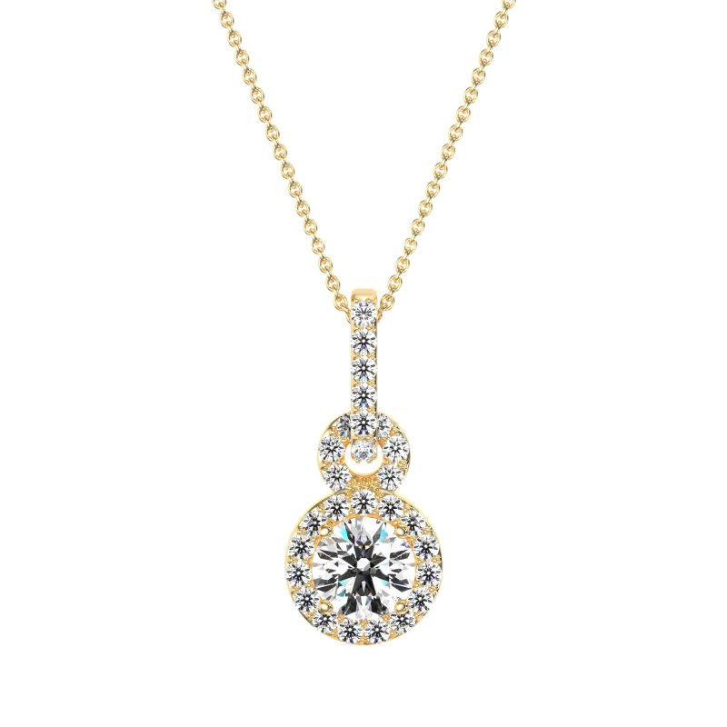 Double Halo Round Classic Necklace