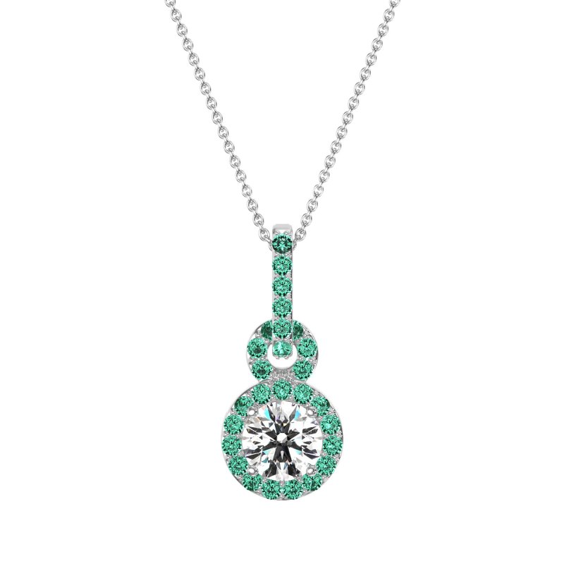 Double Halo Round Classic Necklace