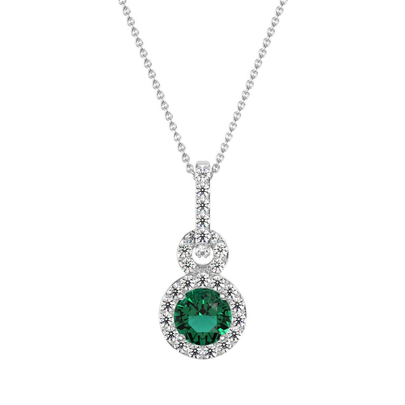 Double Halo Round Classic Necklace