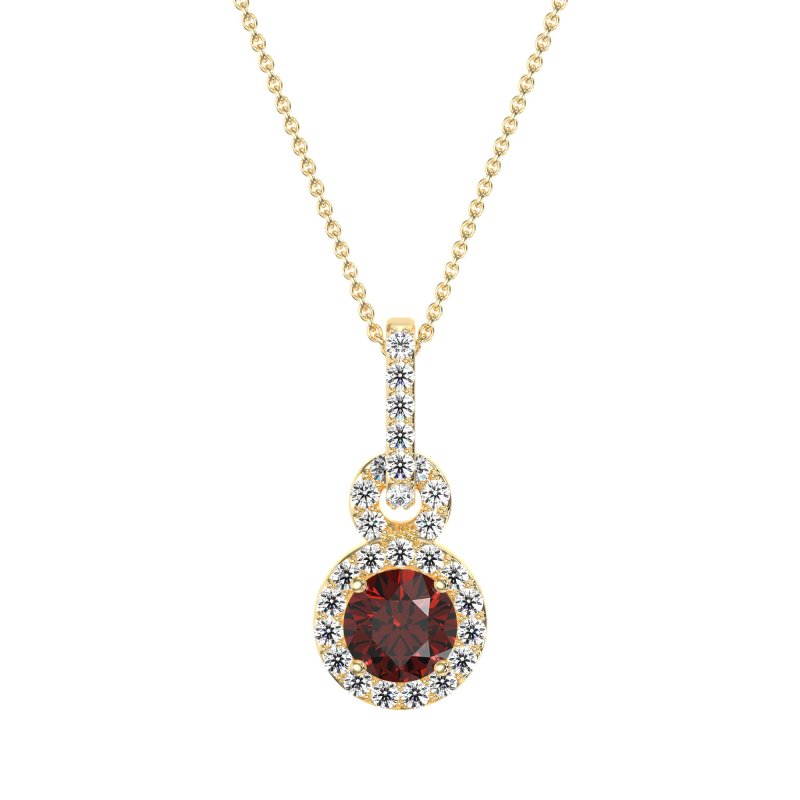 Double Halo Round Classic Necklace