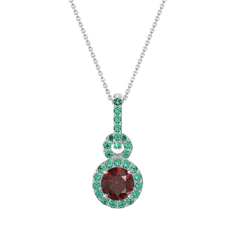 Double Halo Round Classic Necklace