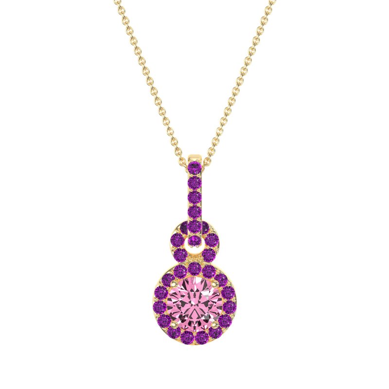 Double Halo Round Classic Necklace