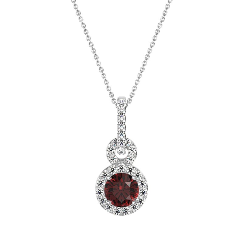 Double Halo Round Classic Necklace