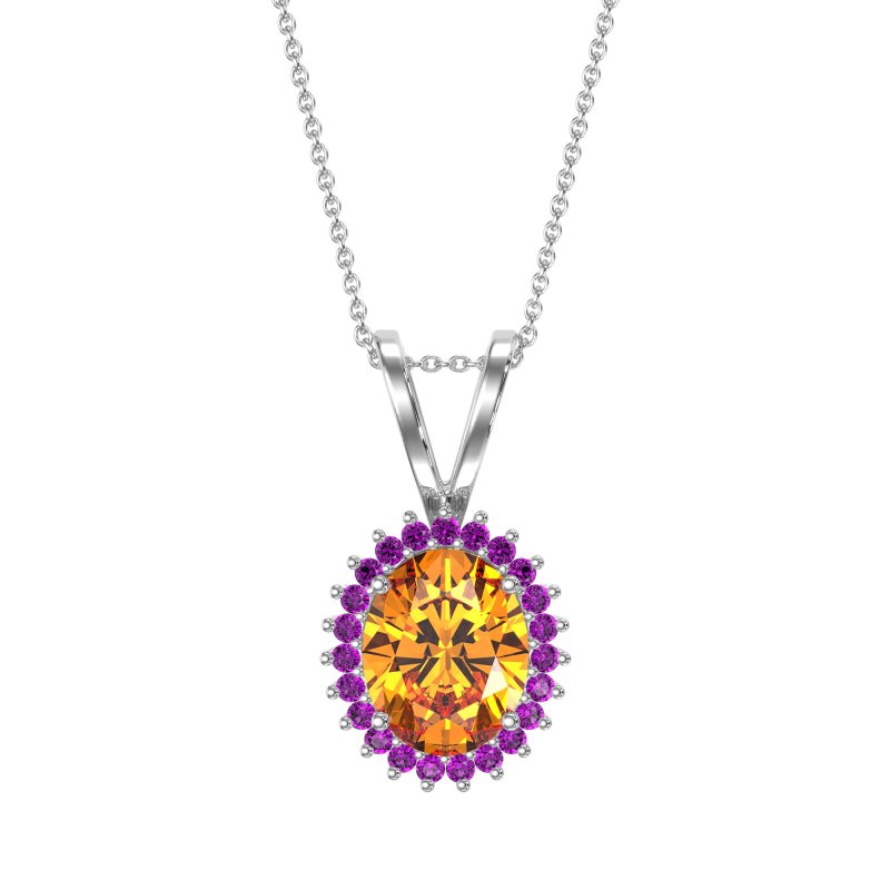 Antique Oval Halo Zain Necklace