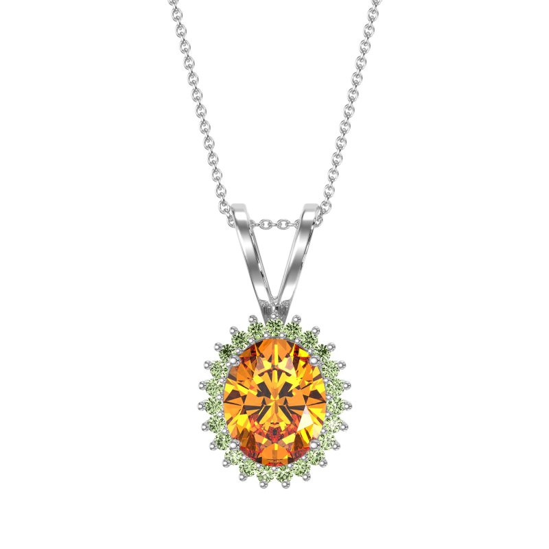 Antique Oval Halo Zain Necklace
