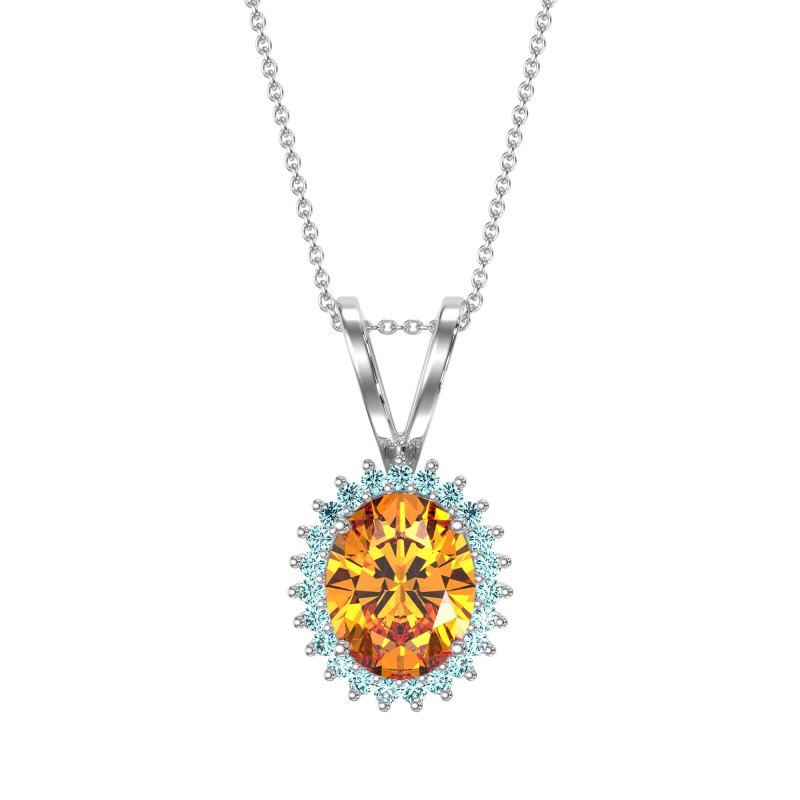 Antique Oval Halo Zain Necklace
