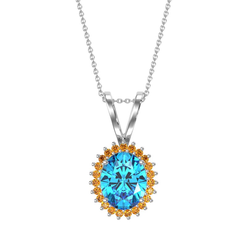 Antique Oval Halo Zain Necklace