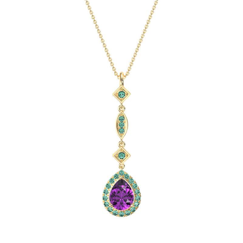 Dangling Tear Drop Halo Necklace