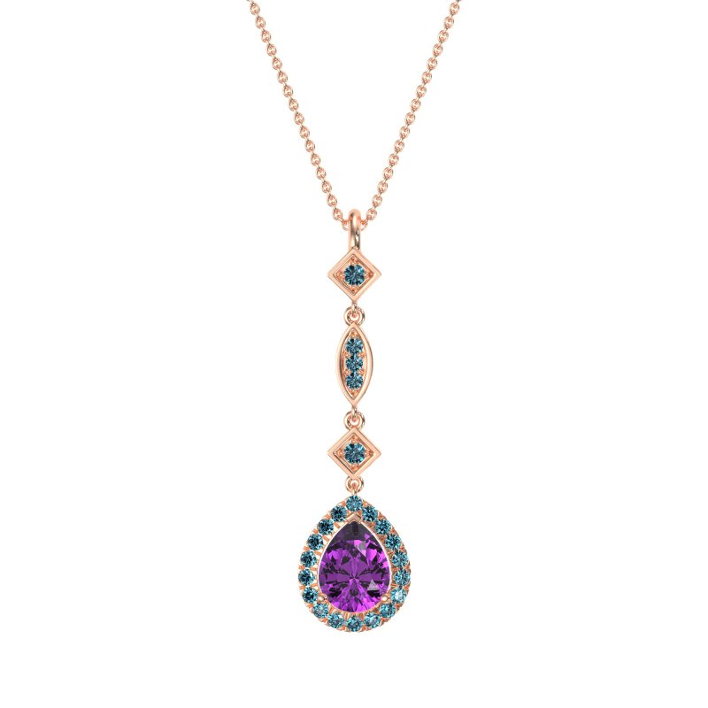 Dangling Tear Drop Halo Necklace