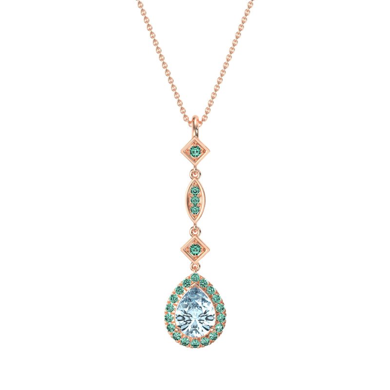 Dangling Tear Drop Halo Necklace