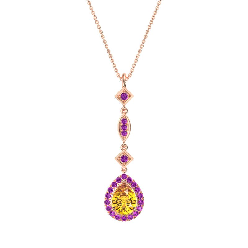 Dangling Tear Drop Halo Necklace