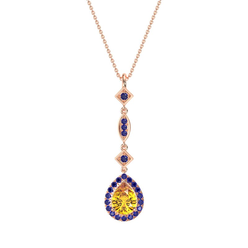 Dangling Tear Drop Halo Necklace