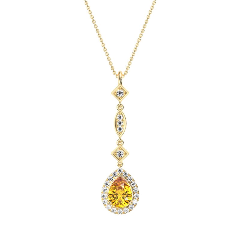 Dangling Tear Drop Halo Necklace