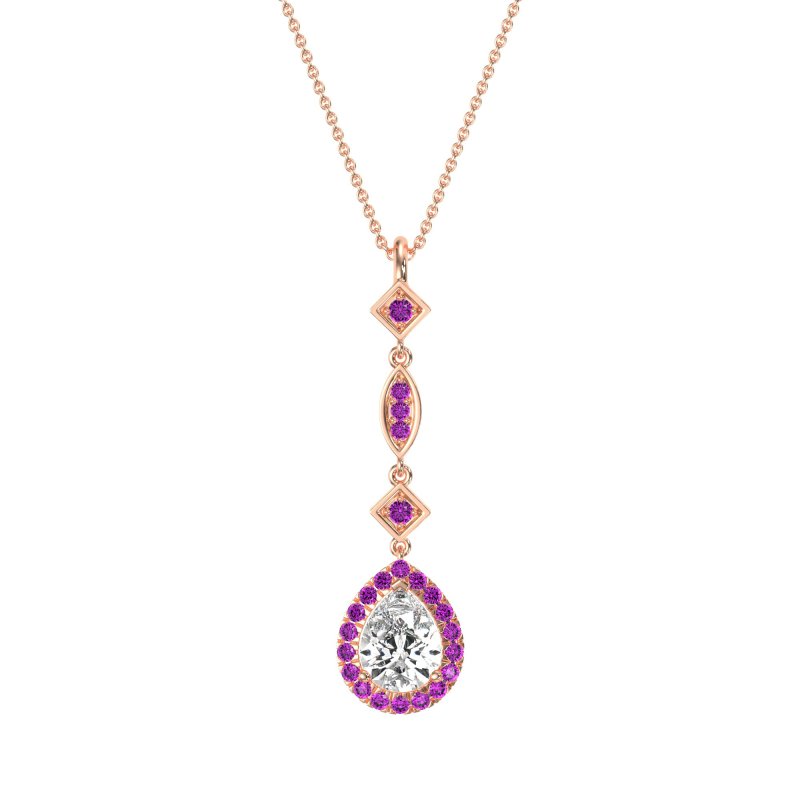 Dangling Tear Drop Halo Necklace