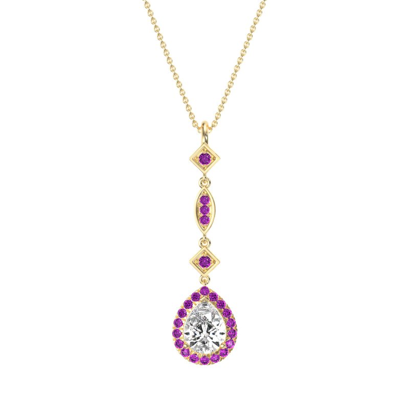 Dangling Tear Drop Halo Necklace