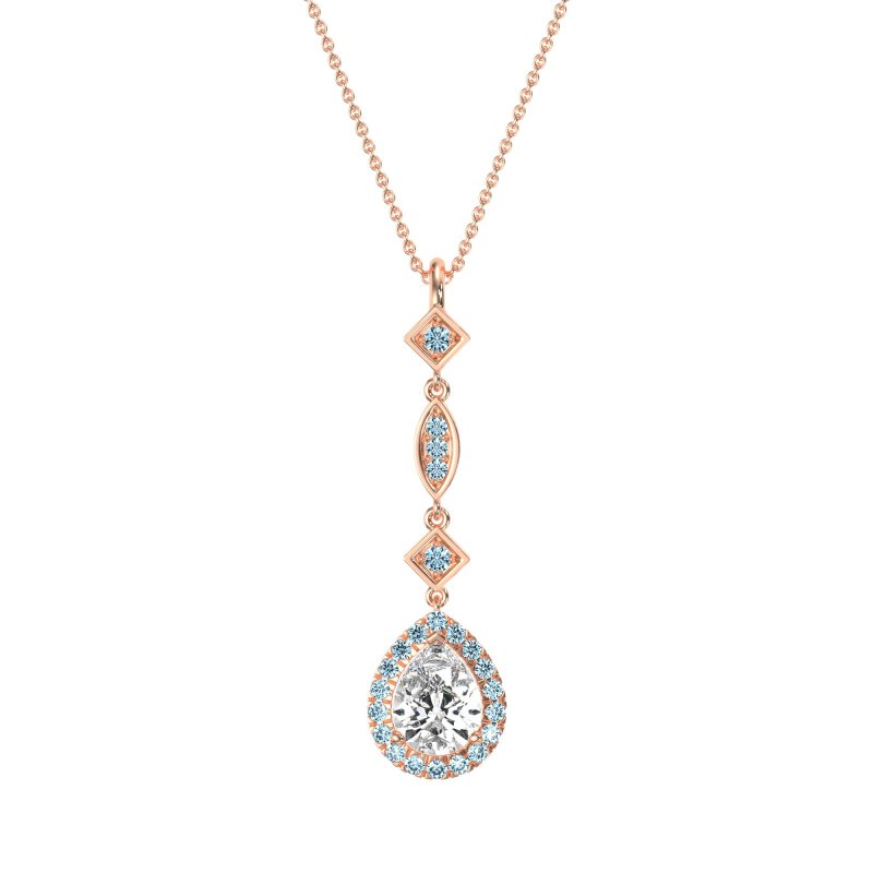 Dangling Tear Drop Halo Necklace