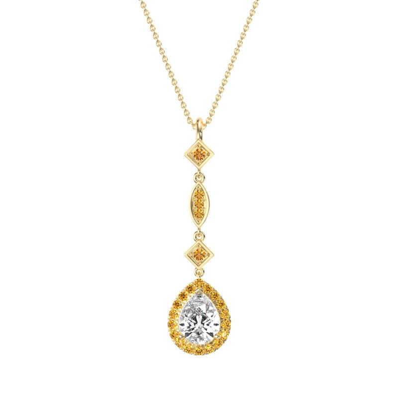 Dangling Tear Drop Halo Necklace