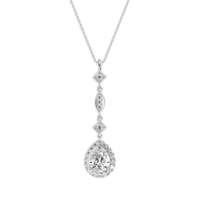 Dangling Tear Drop Halo Necklace