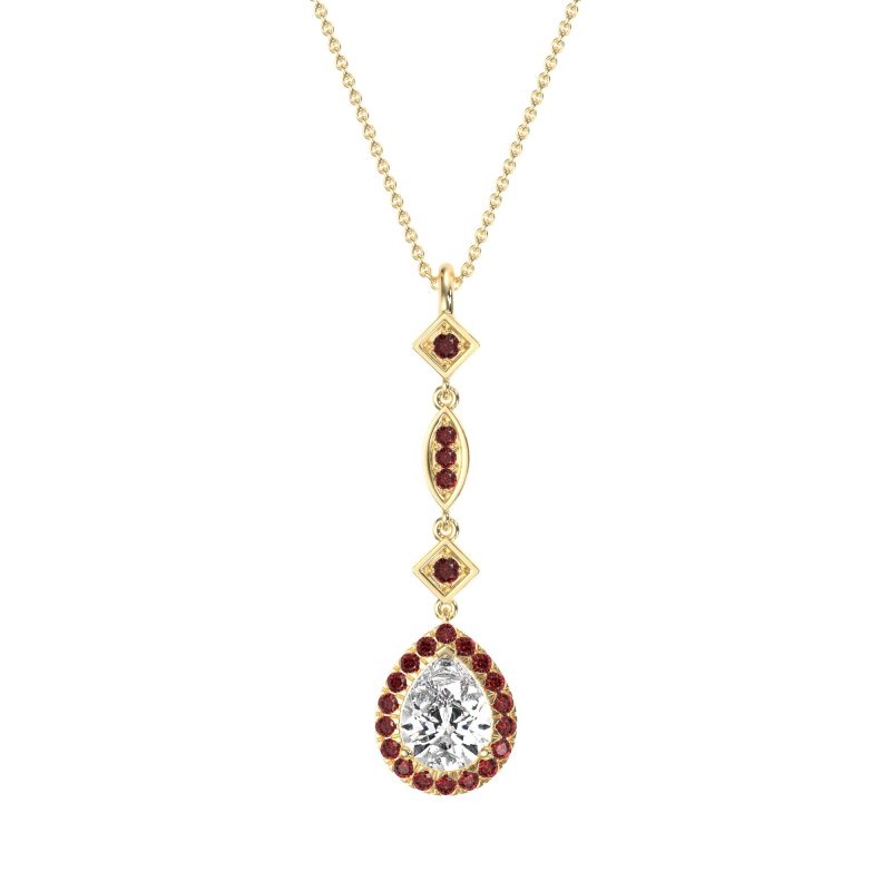 Dangling Tear Drop Halo Necklace