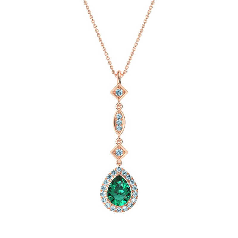 Dangling Tear Drop Halo Necklace