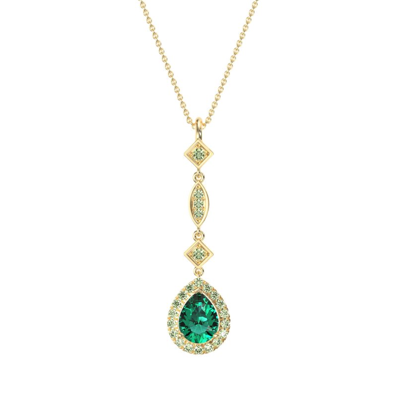Dangling Tear Drop Halo Necklace