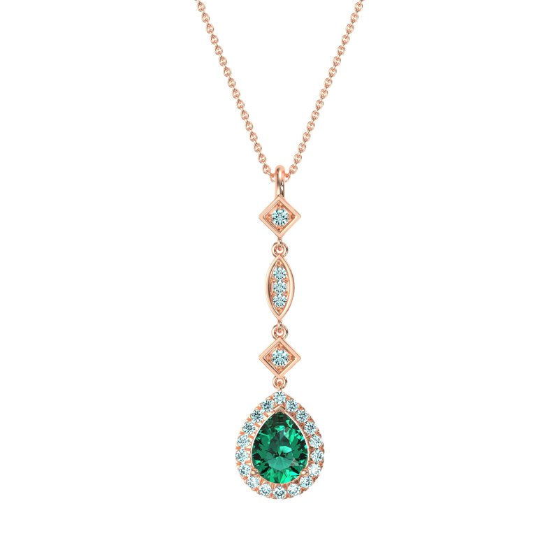 Dangling Tear Drop Halo Necklace