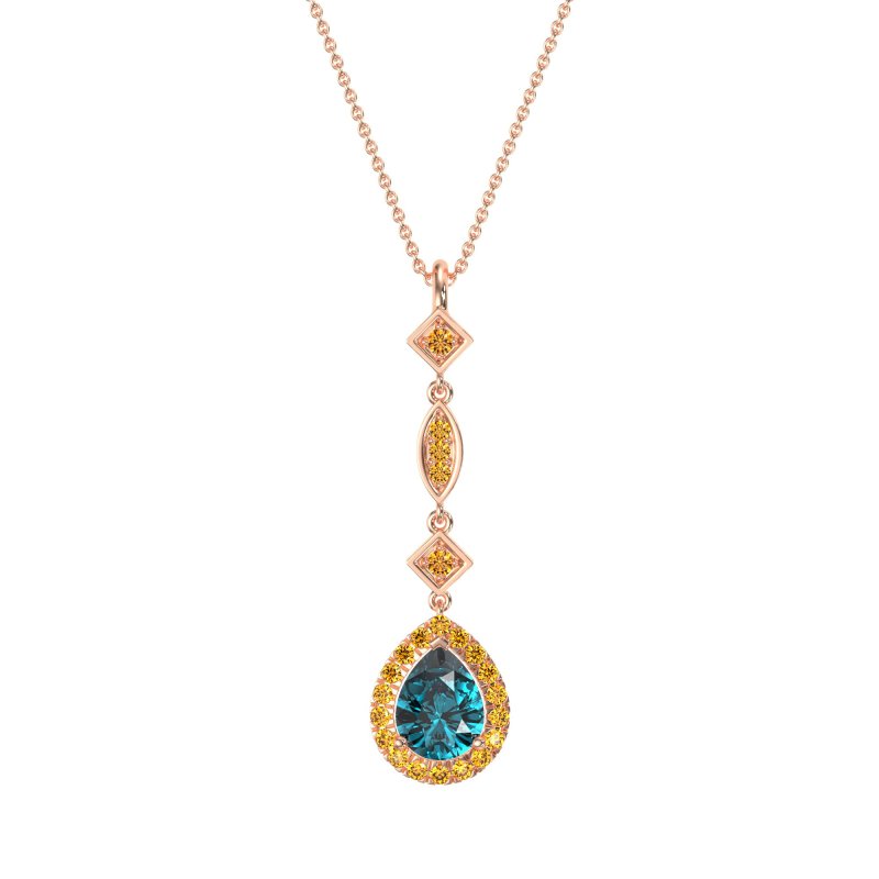 Dangling Tear Drop Halo Necklace