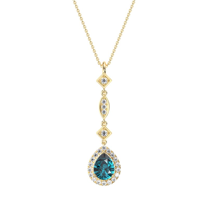 Dangling Tear Drop Halo Necklace