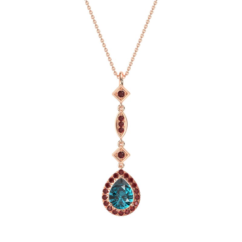 Dangling Tear Drop Halo Necklace