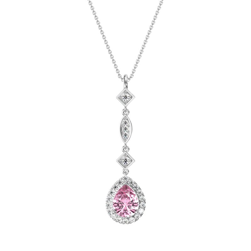 Dangling Tear Drop Halo Necklace