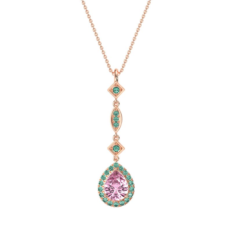 Dangling Tear Drop Halo Necklace