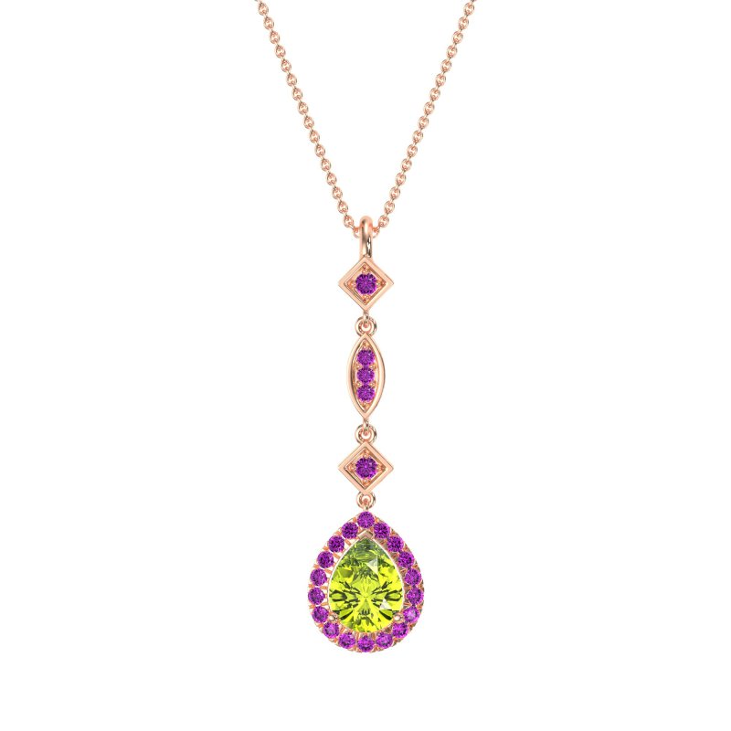 Dangling Tear Drop Halo Necklace