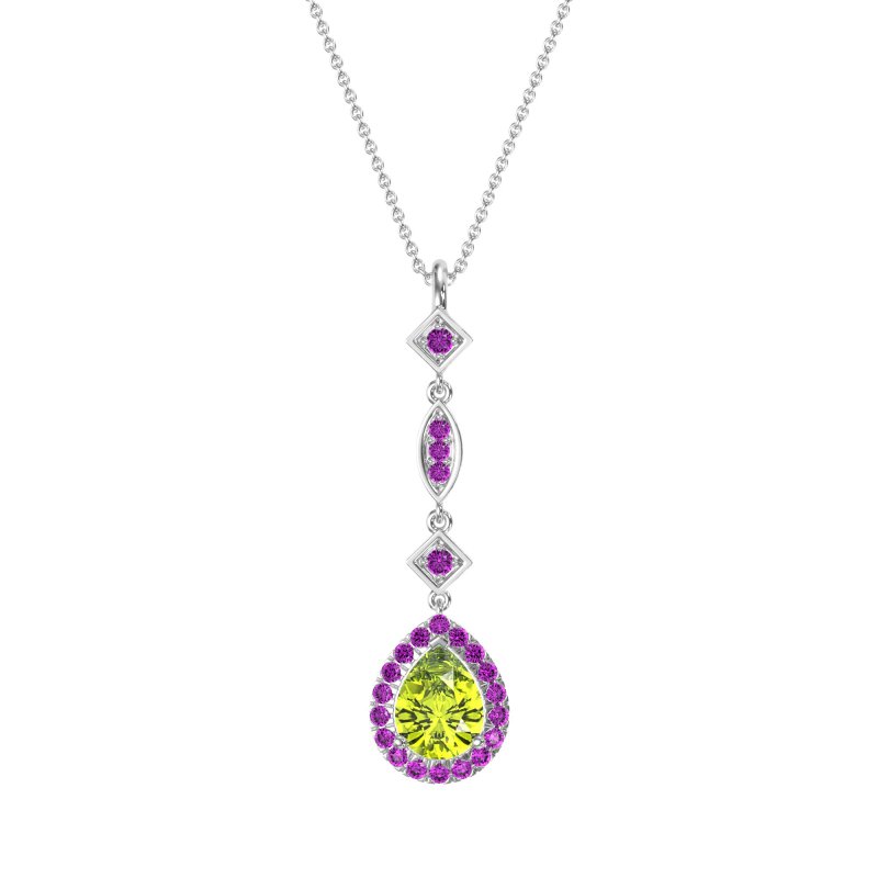 Dangling Tear Drop Halo Necklace
