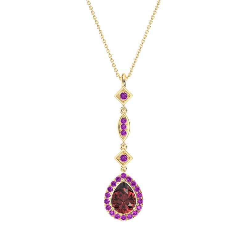 Dangling Tear Drop Halo Necklace