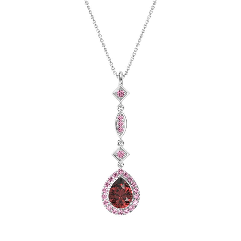 Dangling Tear Drop Halo Necklace