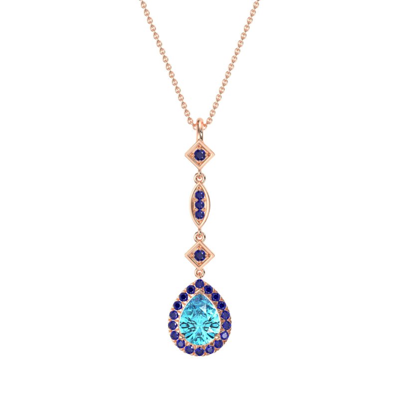 Dangling Tear Drop Halo Necklace