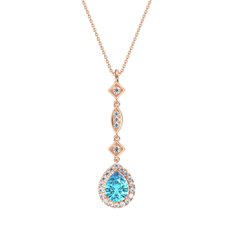 Dangling Tear Drop Halo Necklace