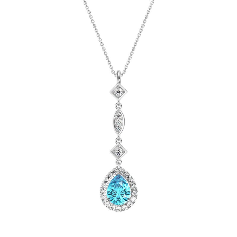 Dangling Tear Drop Halo Necklace