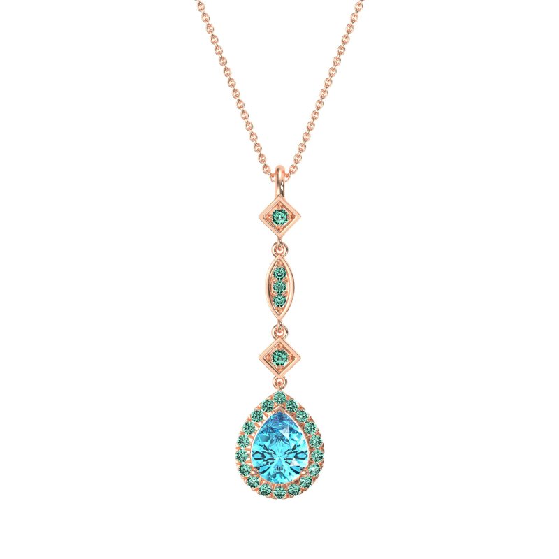 Dangling Tear Drop Halo Necklace