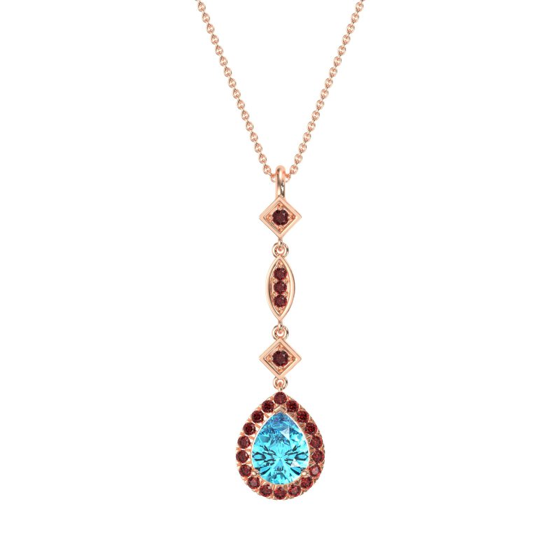 Dangling Tear Drop Halo Necklace